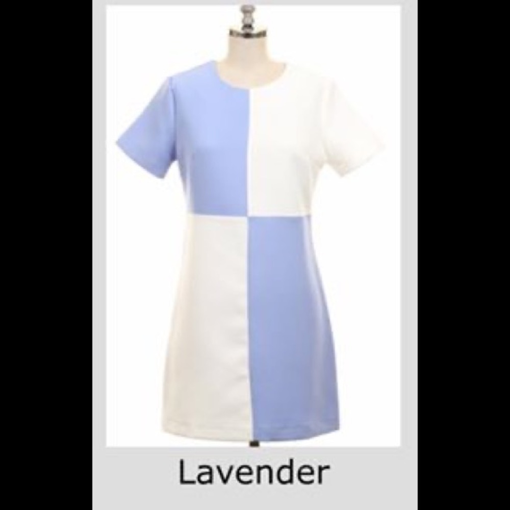 🆕💜Block print, lavender & white dress-zip back
